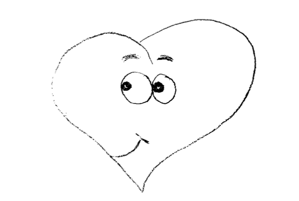 Ein gezeichnetes Herz mit einem lächelnden Gesicht